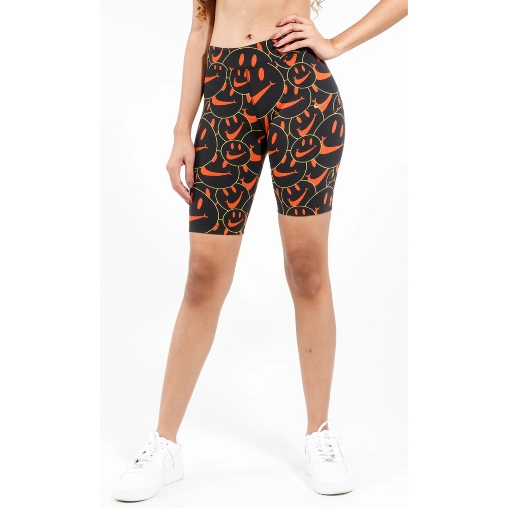Nike Sportswear Essential Bike Shorts Size Medium In Black Orange Yellow NWT